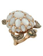 Кольцо из золота c эмалью и перламутром
