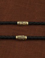 Гайтан из лимонного золота c кожаным шнурком