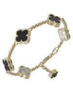 Браслет из лимонного золота c ониксом и перламутром