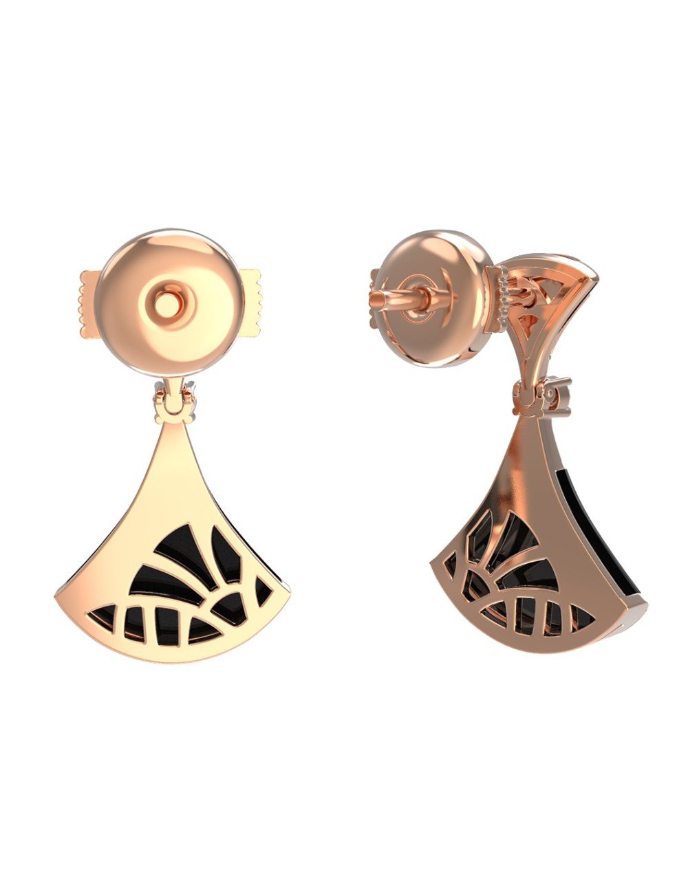 Серьги из золота c бриллиантами и ониксом