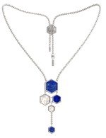 Колье из белого золота c лазуритом и перламутром