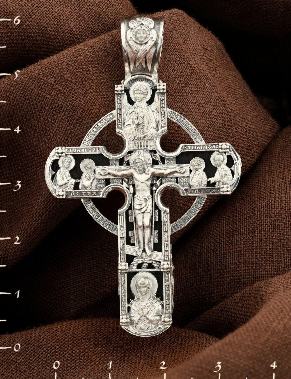 Крест из серебра 925 пробы c эбеновым деревом