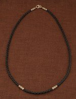 Гайтан из золота c кожаным шнурком