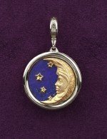 Подвеска из белого золота c бирюзой и лазуритом