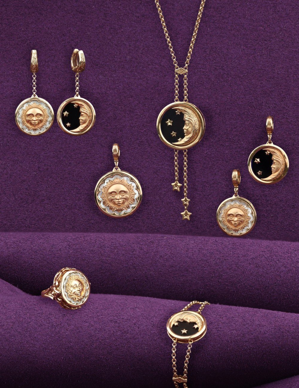 Подвеска из золота c ониксом и перламутром