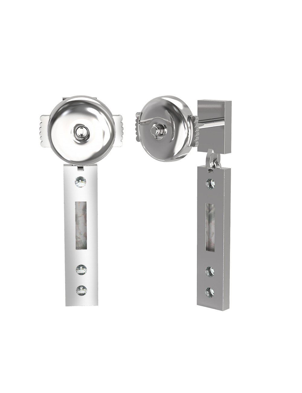 Серьги из белого золота c бриллиантами и перламутром