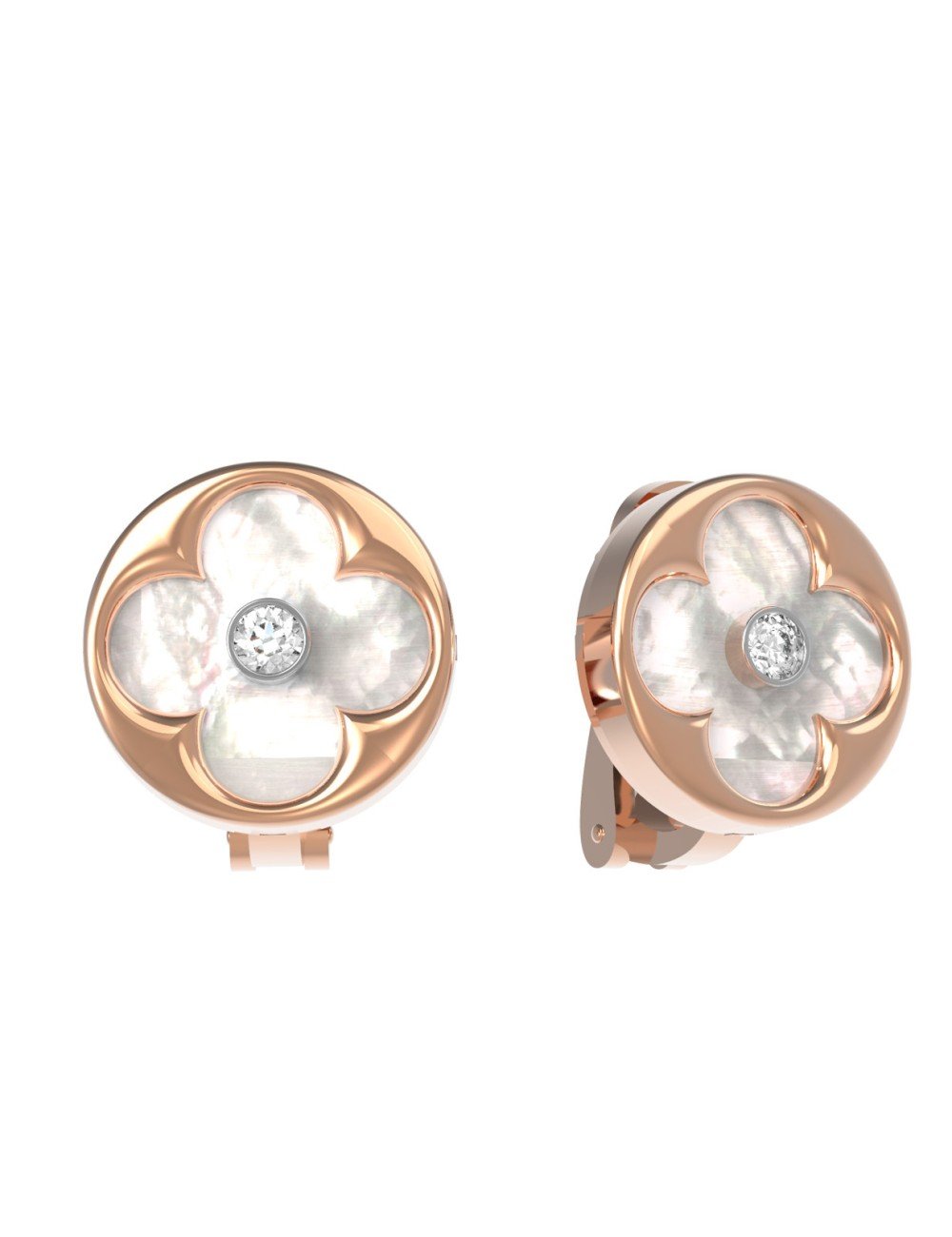 Серьги из золота c бриллиантами и перламутром