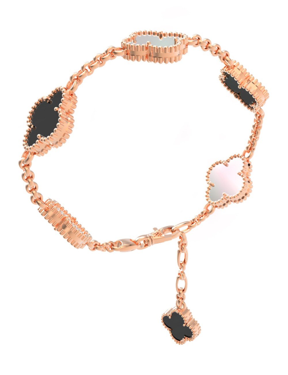 Браслет из золота c ониксом и перламутром