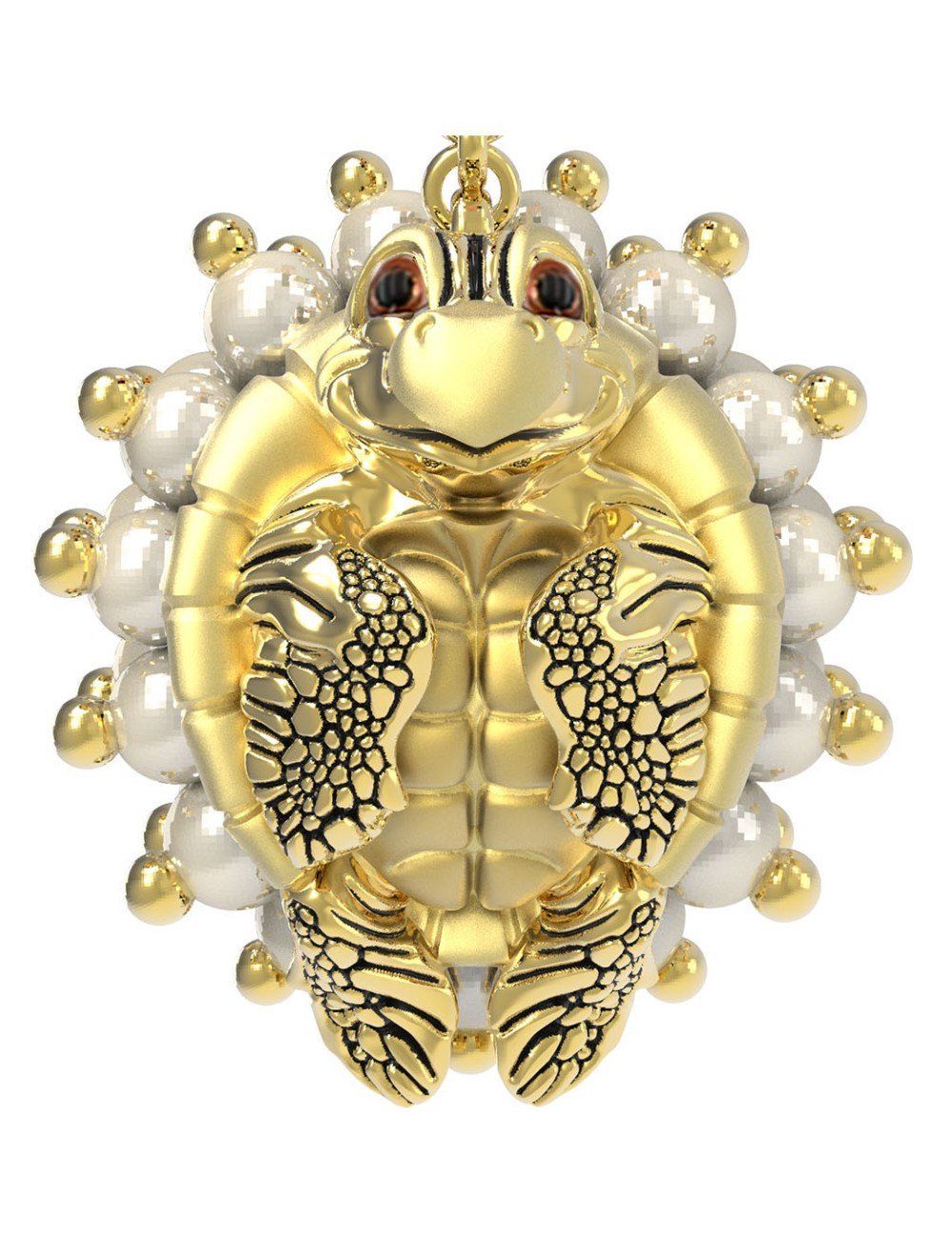 Серьги из лимонного золота c эмалью и жемчугом