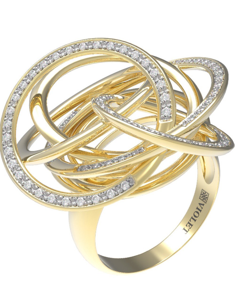 Кольцо из лимонного золота c бриллиантами