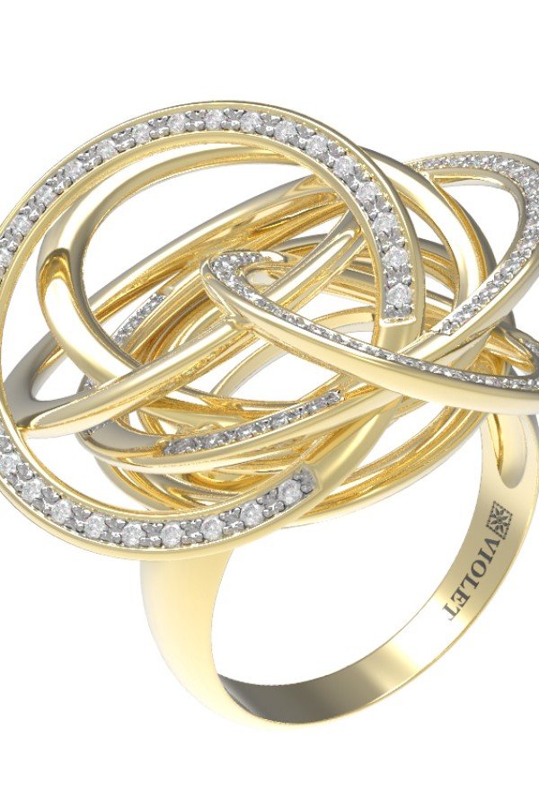 Кольцо из лимонного золота c бриллиантами