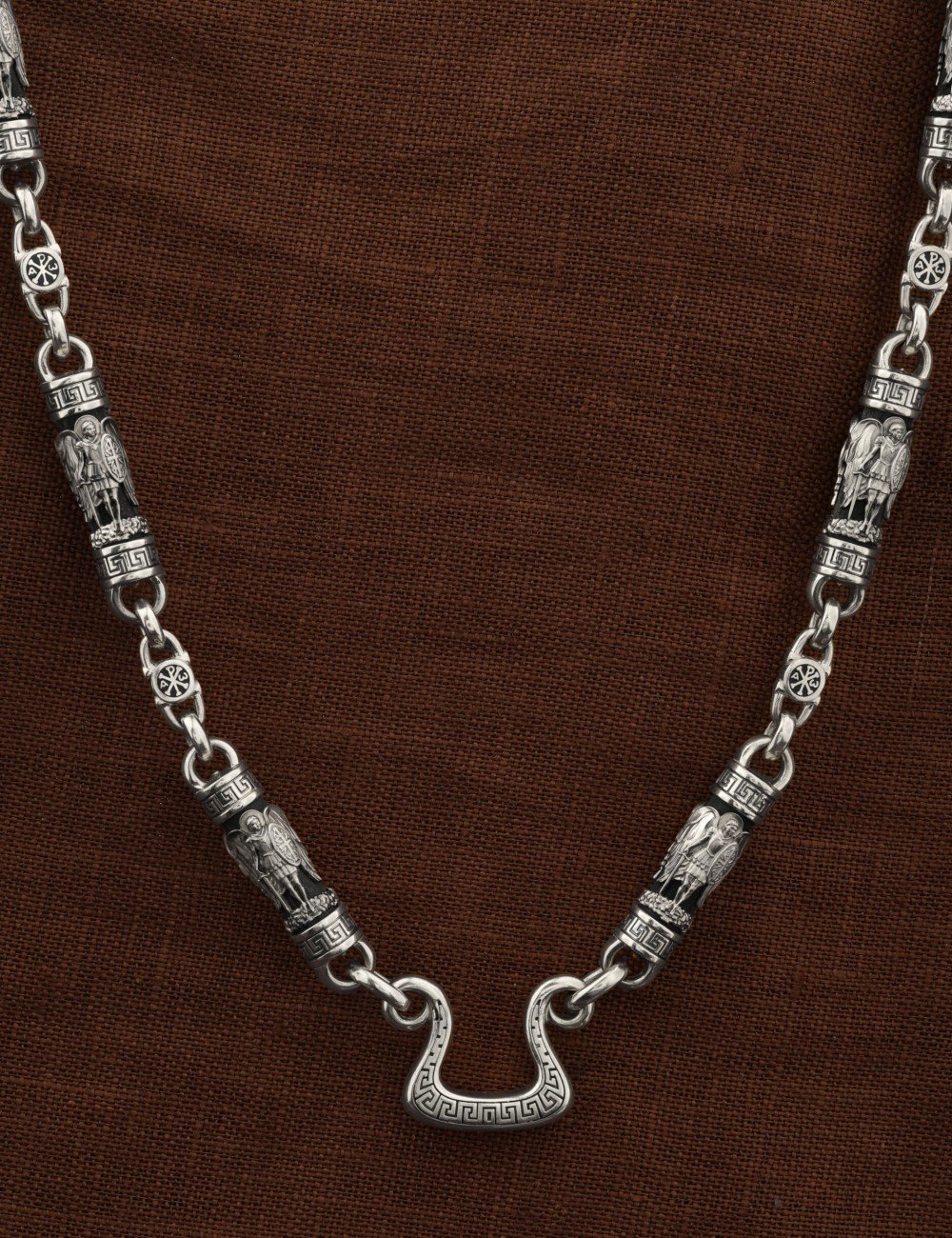 Цепь из белого золота c эмалью и эбеновым деревом