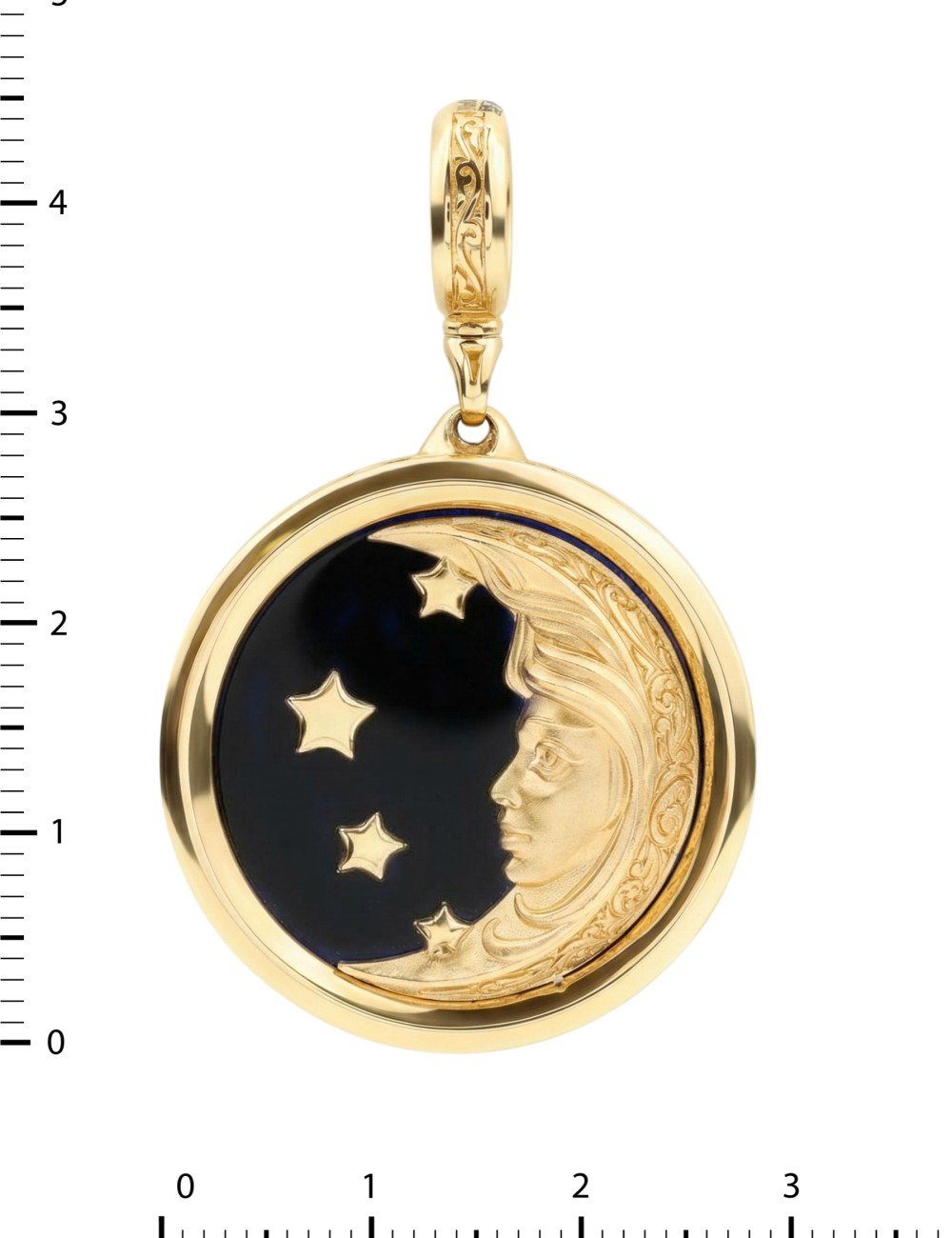 Подвеска из лимонного золота c ониксом и перламутром