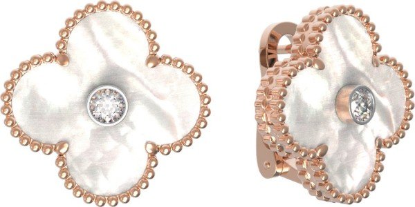 Серьги из золота c бриллиантами и перламутром