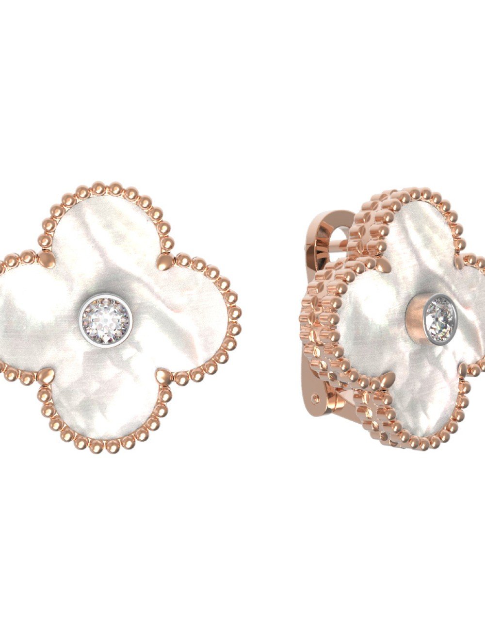 Серьги из золота c бриллиантами и перламутром