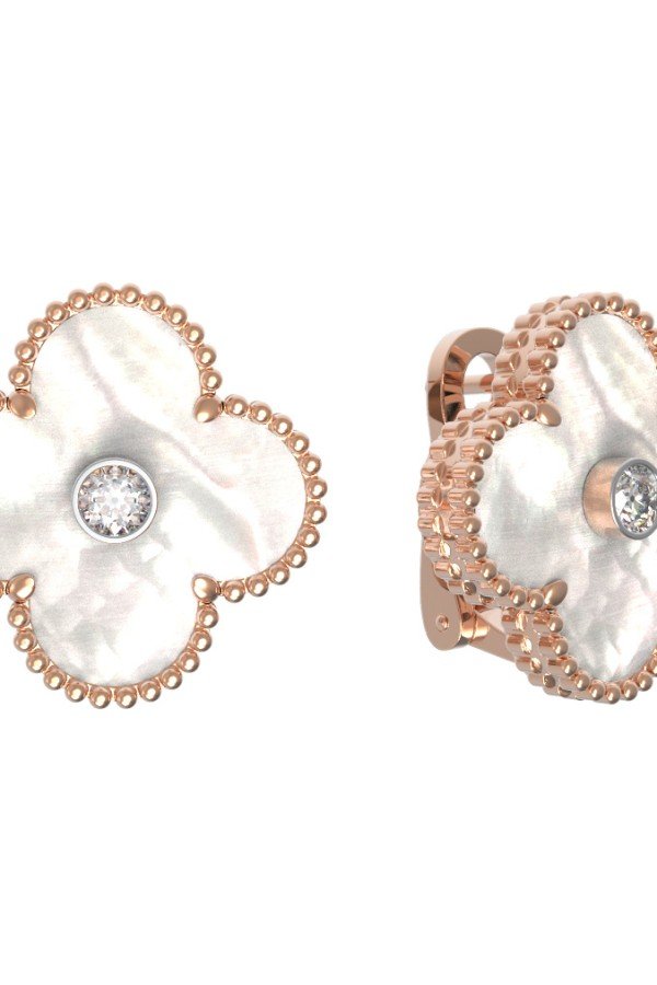 Серьги из золота c бриллиантами и перламутром