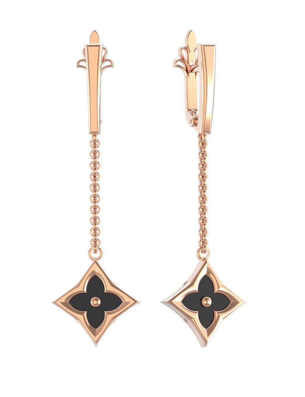 Серьги из золота c ониксом