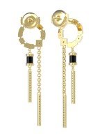 Серьги из лимонного золота c бриллиантами и ониксом