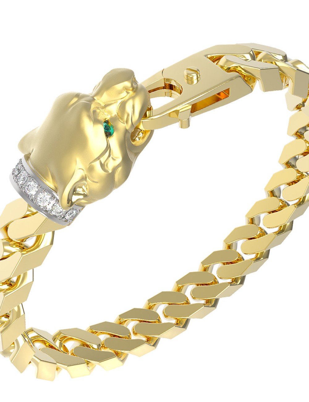 Браслет из лимонного золота c бриллиантами и изумрудом