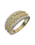 Кольцо из лимонного золота c бриллиантами и сапфиром