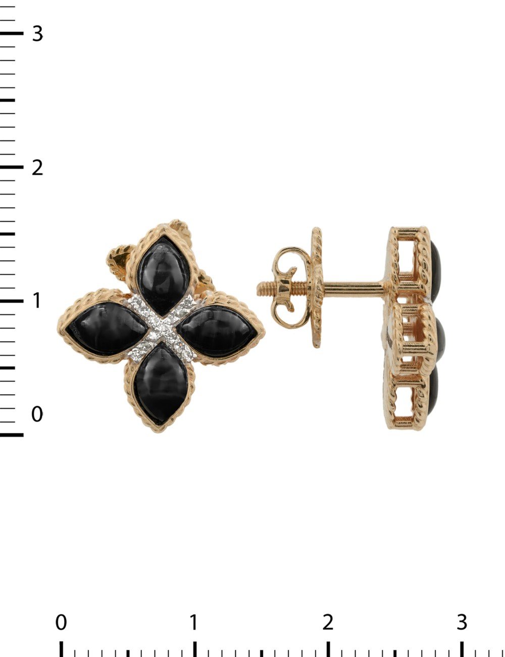 Серьги из золота c бриллиантами и ониксом