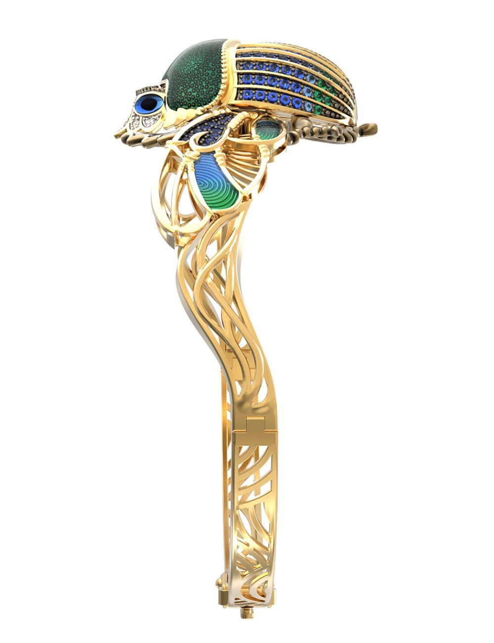 Браслет из лимонного золота c эмалью, фианитом, турмалином и эмалью