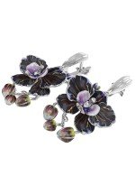 Серьги из белого золота c эмалью