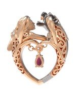 Подвеска из золота c фианитом и гранатом