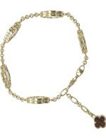 Браслет из лимонного золота c тигровым глазом и перламутром