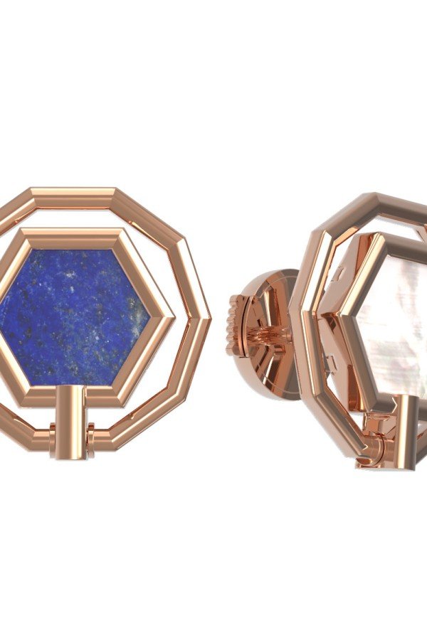 Серьги из золота c лазуритом и перламутром