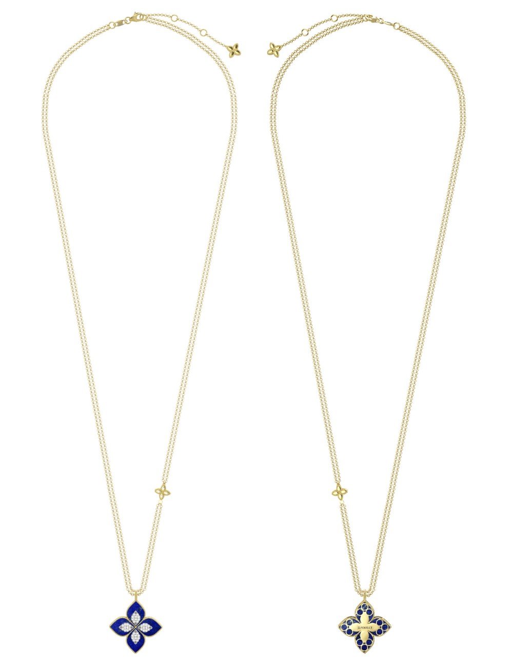 Колье из лимонного золота c бриллиантами и лазуритом