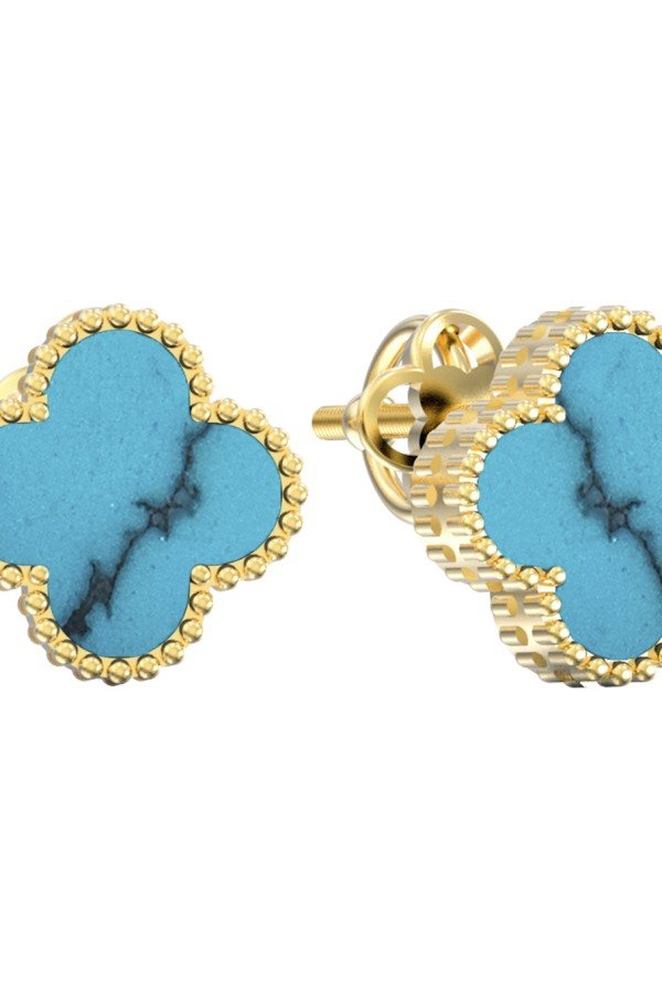 Серьги из лимонного золота c бирюзой