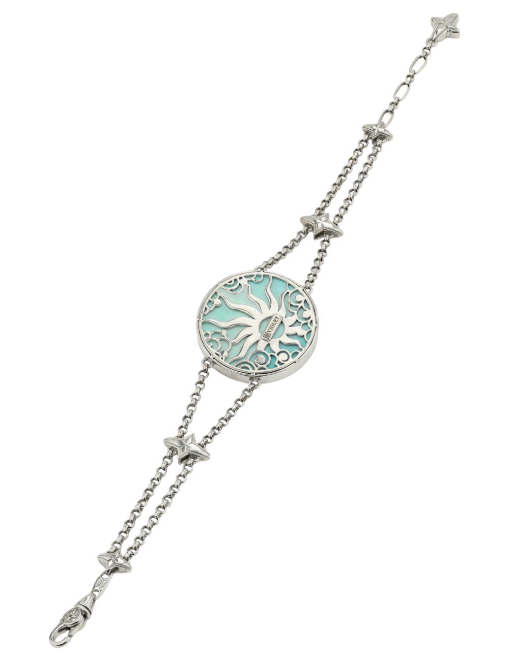 Браслет из белого золота c бирюзой и перламутром