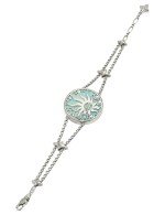 Браслет из белого золота c бирюзой и перламутром