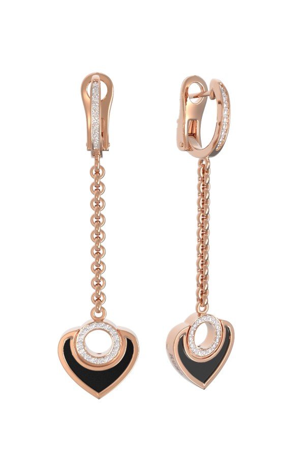 Серьги из золота c бриллиантами и ониксом