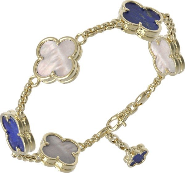 Браслет из лимонного золота c лазуритом и перламутром