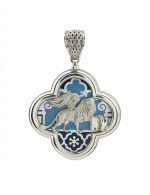 Подвеска из белого золота c эмалью и перламутром