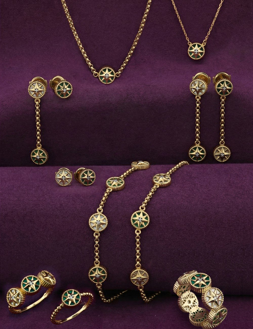 Браслет из лимонного золота c бриллиантами, малахитом и перламутром