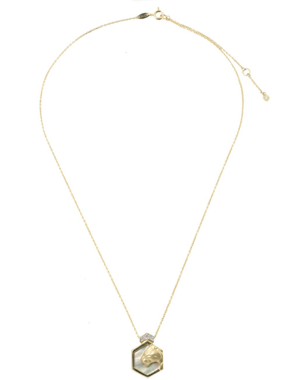 Колье из лимонного золота c бриллиантами и перламутром