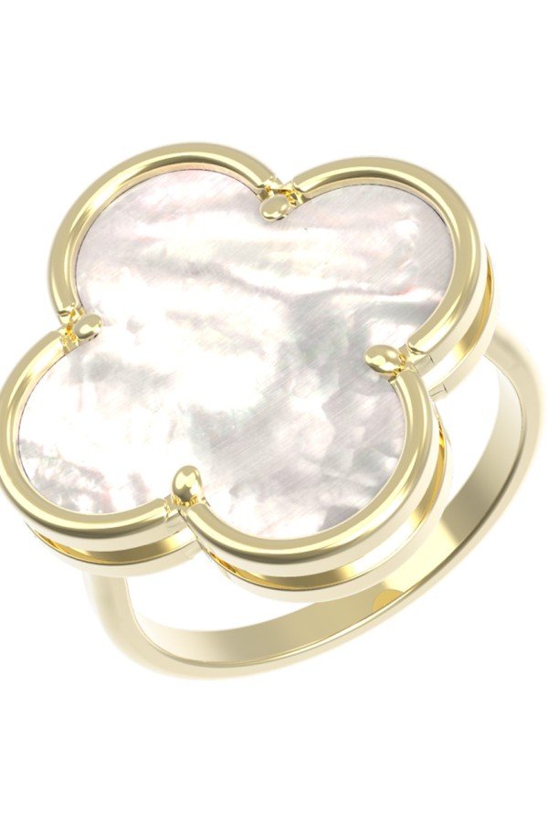 Кольцо из лимонного золота c перламутром