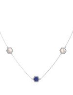 Колье из белого золота c лазуритом и перламутром