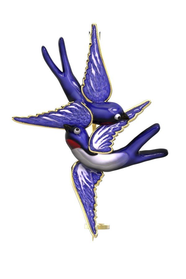 Брошь из лимонного золота c эмалью