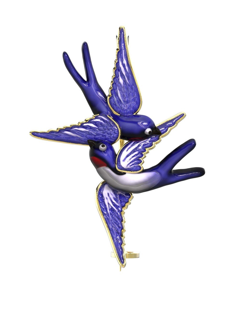 Брошь из лимонного золота c эмалью