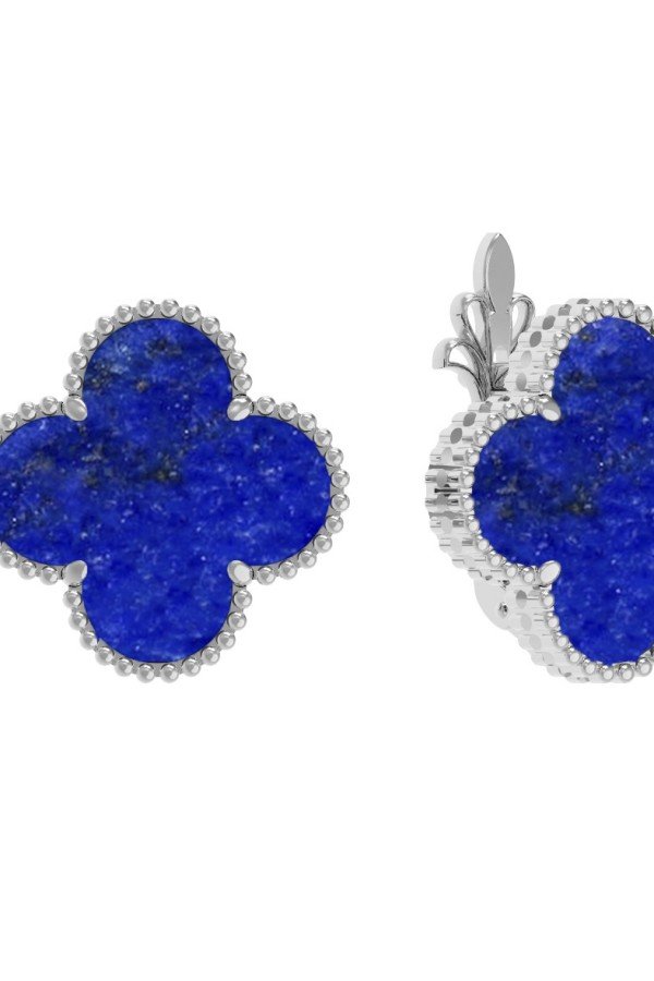 Серьги из белого золота c лазуритом