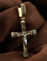 Крест из лимонного золота c ониксом