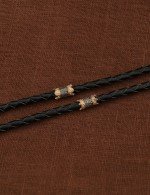 Гайтан из золота c кожаным шнурком