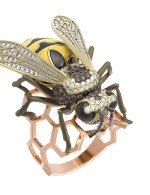 Кольцо из золота c эмалью и фианитом