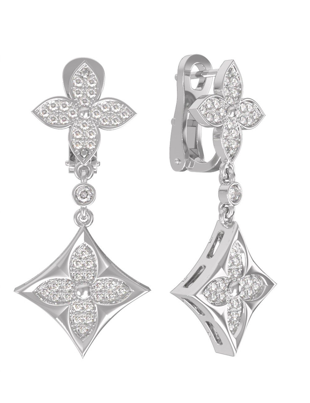 Серьги из белого золота c бриллиантами