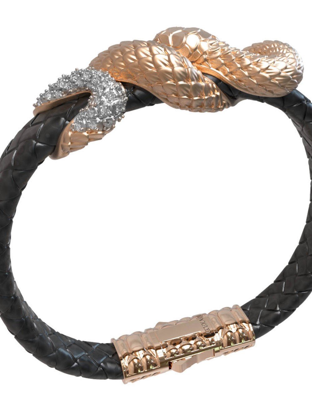 Браслет из золота c бриллиантами, изумрудом и шнурком