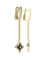 Серьги из лимонного золота c бриллиантами и ониксом